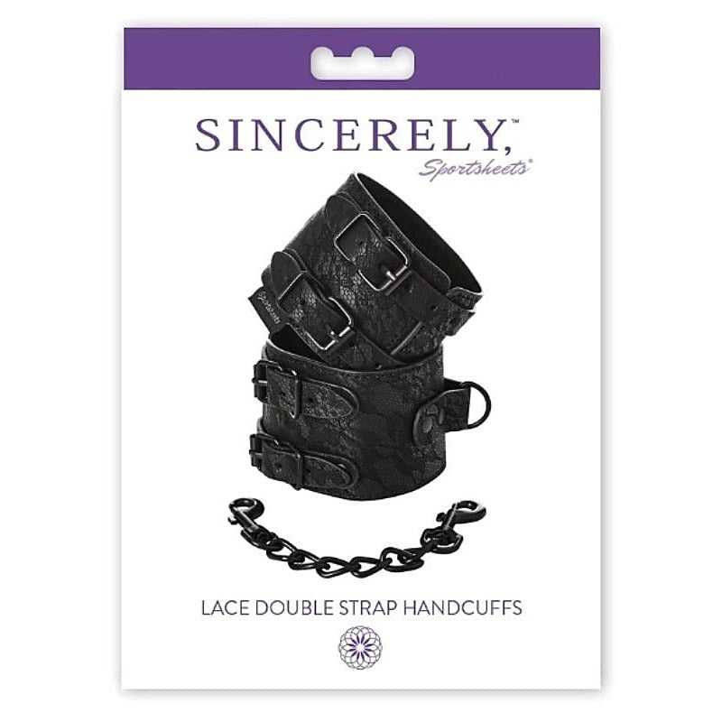 Sincerely Lace Double Strap Handcuffs By Sportsheets - Cuffs and Restraints