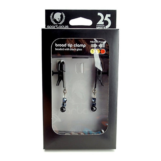 Spartacus Adjustable Broad Tip Nipple Clamps with Glass Beads - Nipple and Clit Clamps