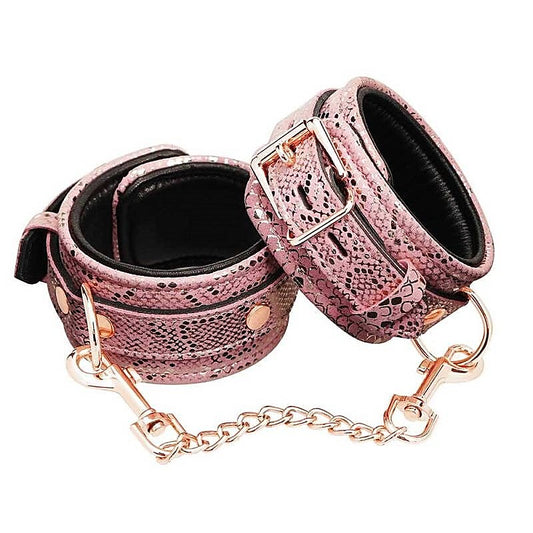 Spartacus Pink Snake Microfiber Wrist Cuffs - Cuffs and Restraints