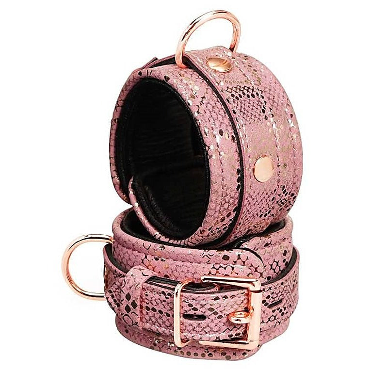 Spartacus Pink Snake Microfiber Wrist Cuffs - Cuffs and Restraints