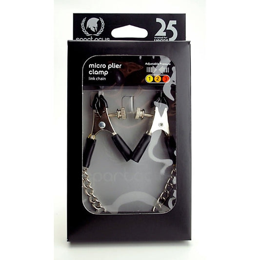 Spartacus Adjustable Micro Plier Clamps with Link Chain - Nipple and Clit Clamps