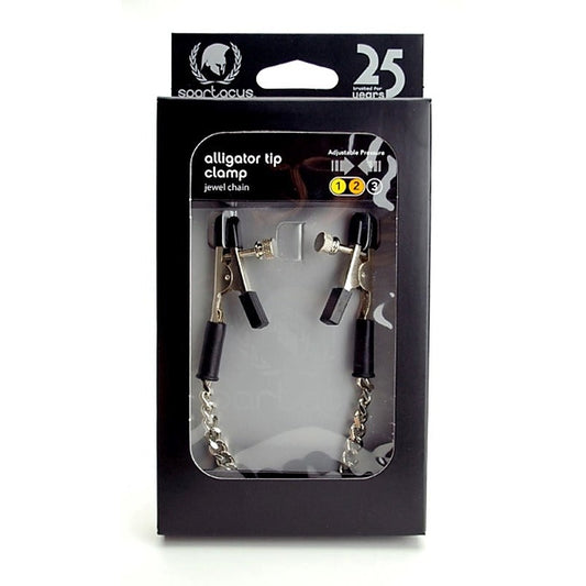 Spartacus Adjustable Alligator Clamps with Jewel Chain - Nipple and Clit Clamps