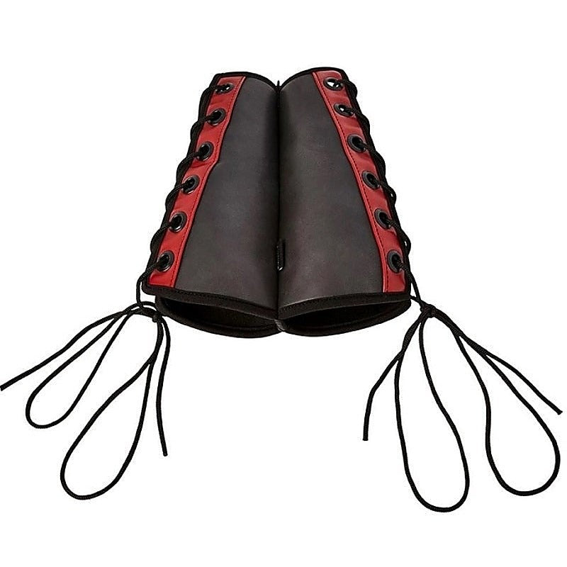 Saffron Leather Gauntlet Cuffs by Sportsheets - Cuffs and Restraints