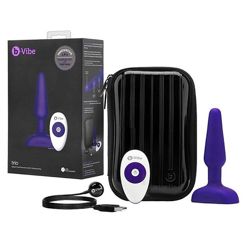 Trio Vibrating Remote Control Butt Plug by B-Vibe - Butt Plugs