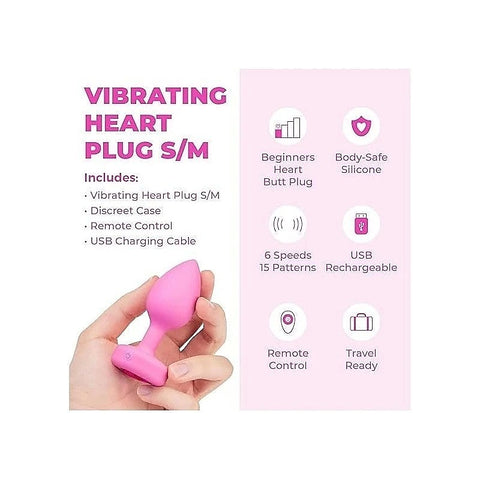 Remote-Controlled Vibrating Heart Plug By B-Vibe - Butt Plugs