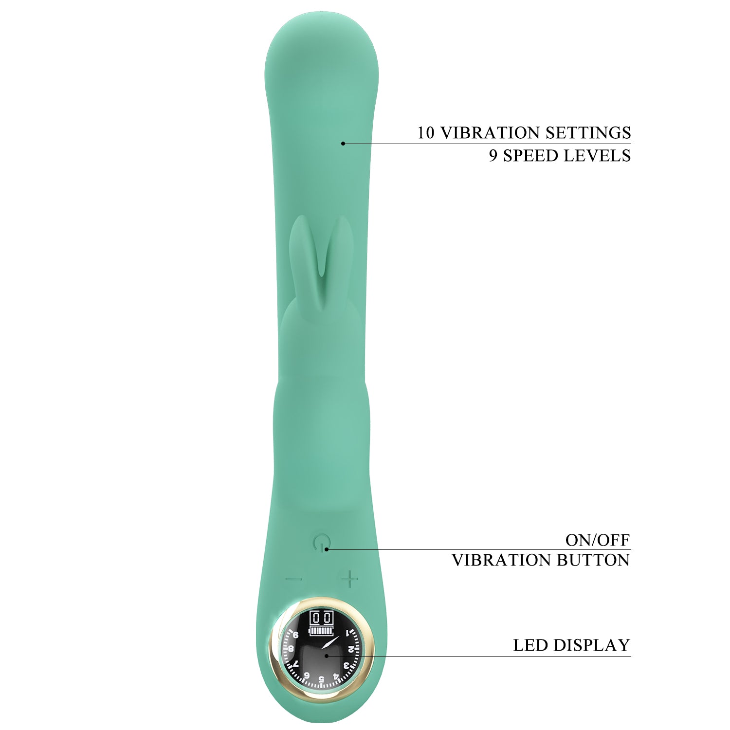 Baile Pretty Love LAMAR Super Soft Silicone Rabbit Vibrator - Green - Rabbit Vibrators