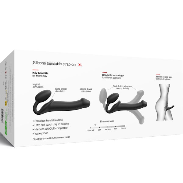 STRAP-ON-ME NEW Bendable Strap-On Silicone Dildo Black - - Strap On Sextoys