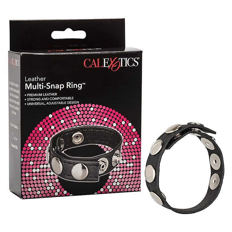Ares Leather Multi Snap Cock Ring By California Exotics - Cock Rings