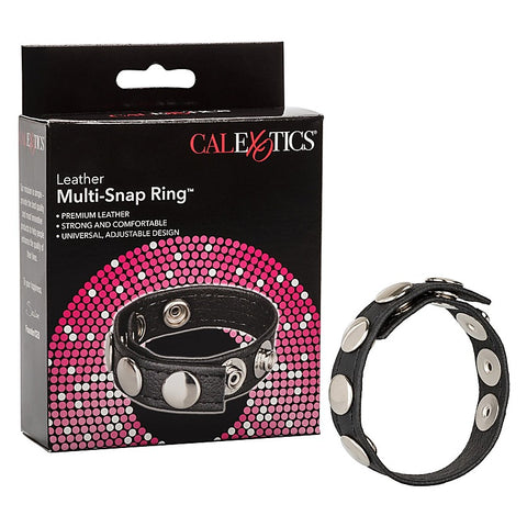 Ares Leather Multi Snap Cock Ring By California Exotics - Cock Rings