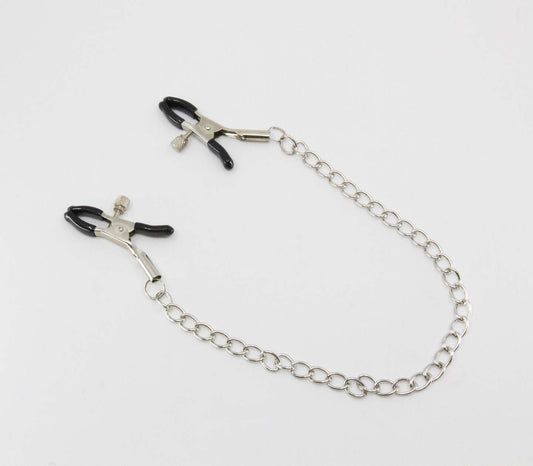 Love In Leather Chain Joined Womens Nipple Clamps - Nipple and Clit Clamps