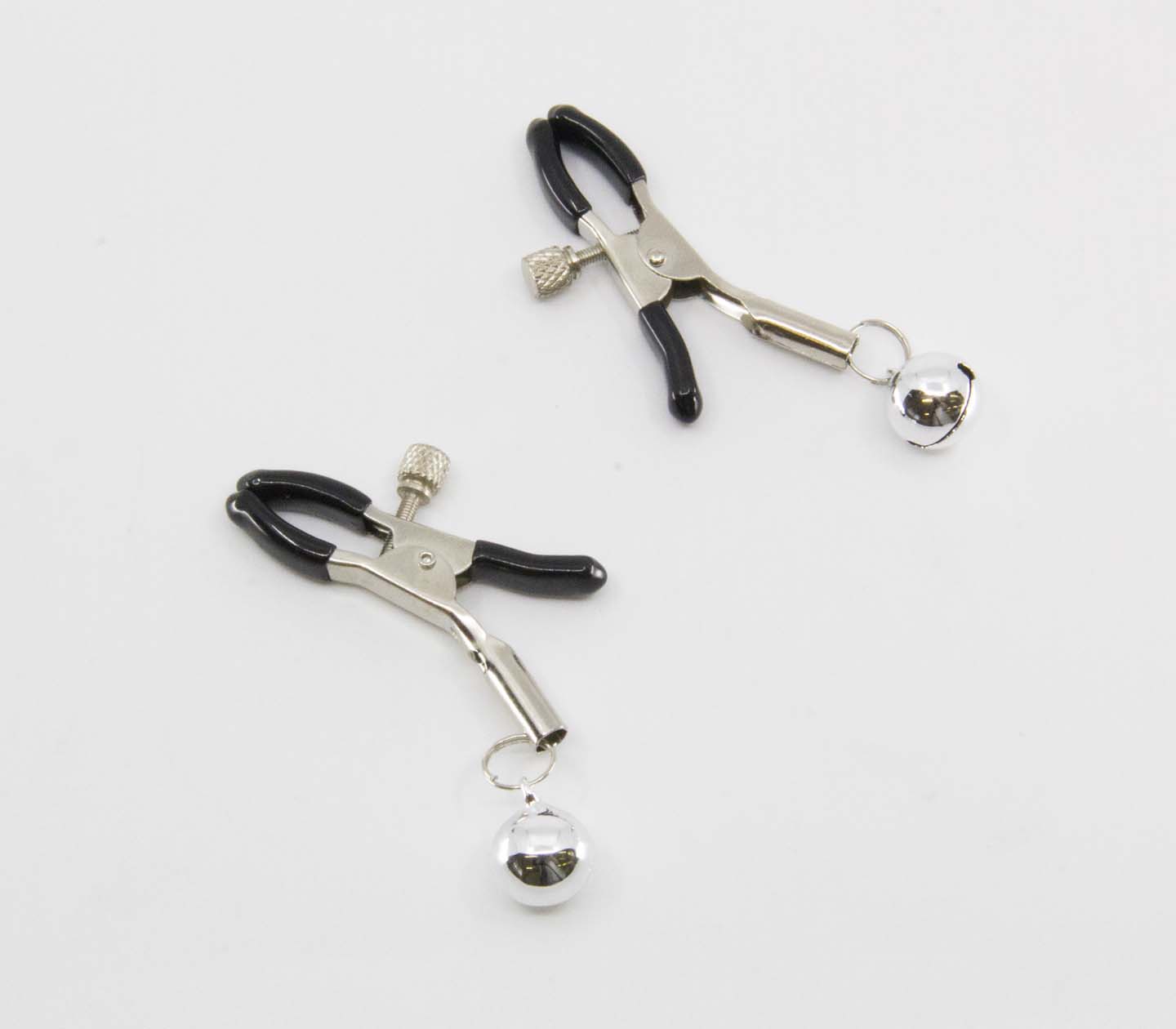 Love In Leather Womens Bells Nipple Clamps - Silver - Nipple and Clit Clamps