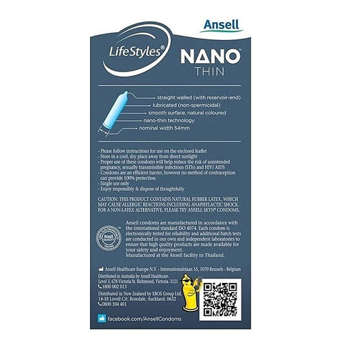 Ansell Lifestyles Nano Thins 10 Pack - Condoms