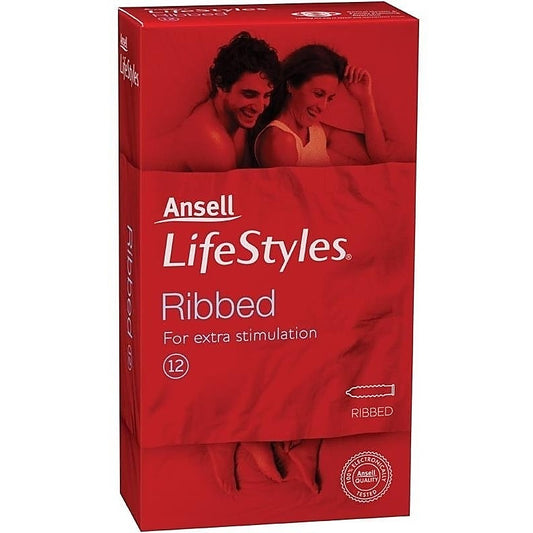 Lifestyle Ribbed Condoms 12 Pk By Ansell - Condoms
