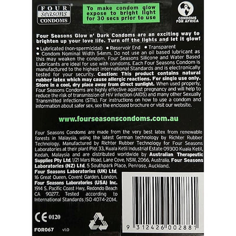 Glow N' Dark 4's Condom by Four Seasons - Condoms