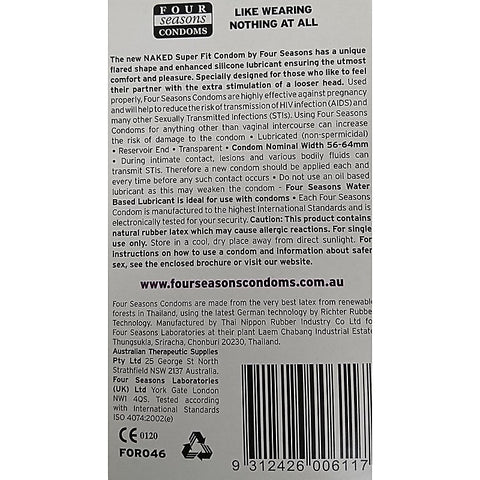 Naked Super Fit Condoms 12 Pack by Four Seasons - Condoms