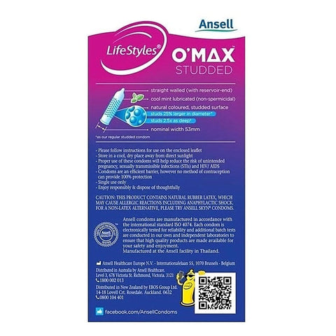 Ansell LifeStyles O-Max Condoms 10 Pack - Condoms