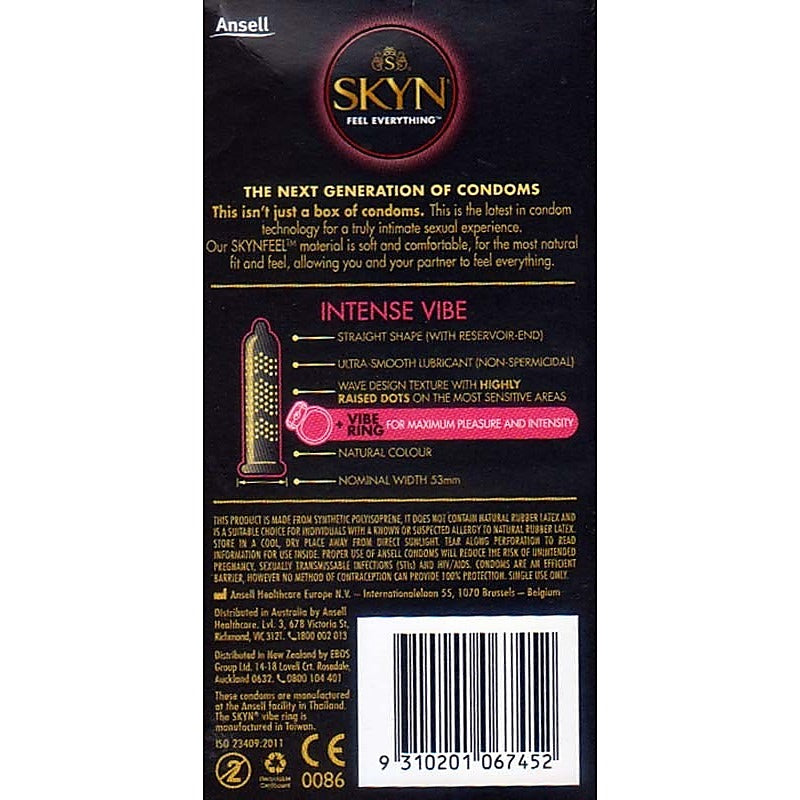 Ansell Skyn Intense Vibe Condoms - Condoms
