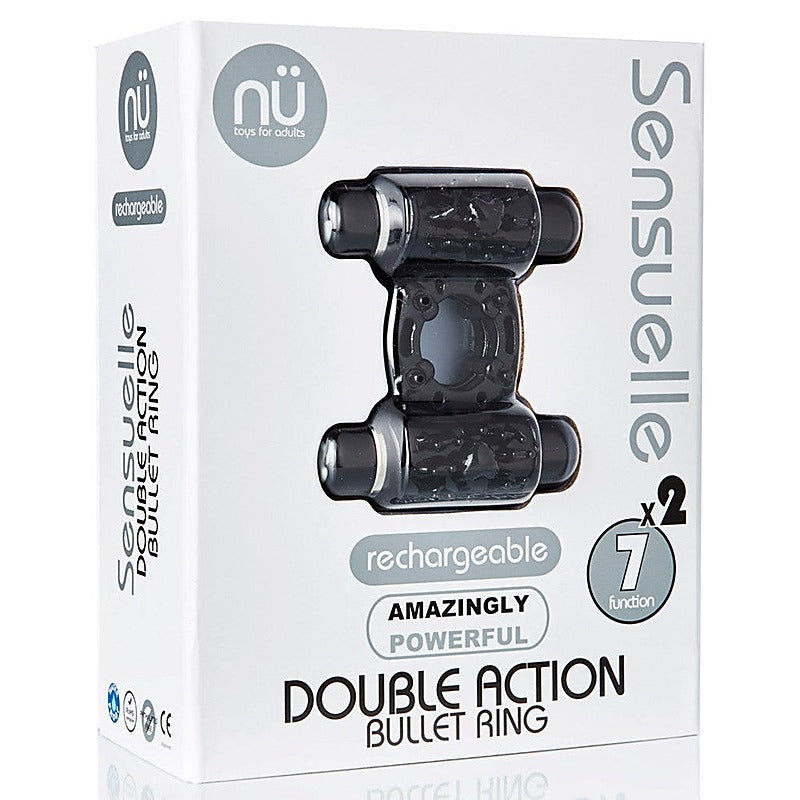 Double Action Rechargeable Bullet Cock Ring by Nu Sensuelle - Cock Rings