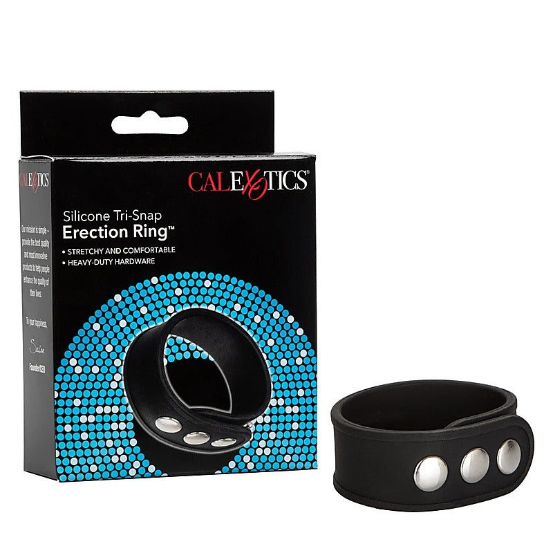 Silicone Tri-Snap Erection Enhancer Cock Ring - Stretchy Cock Rings
