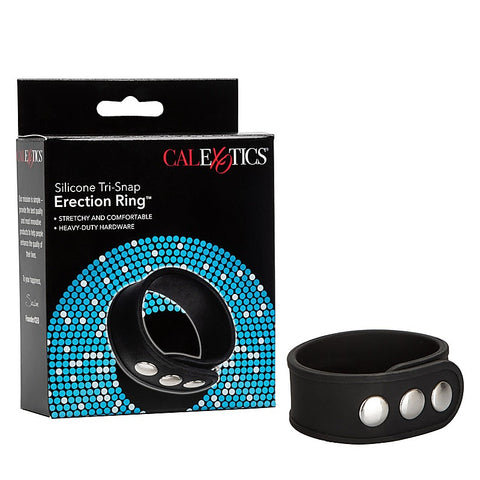 Silicone Tri-Snap Erection Enhancer Cock Ring - Stretchy Cock Rings