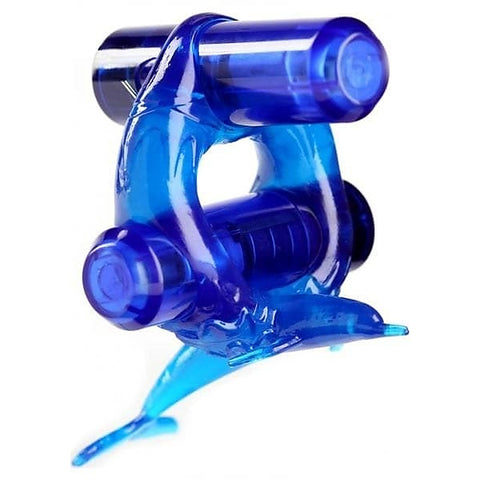 Crossbones Diving Dolphin Double Bullet Cock Ring By Evolved - Cock Rings