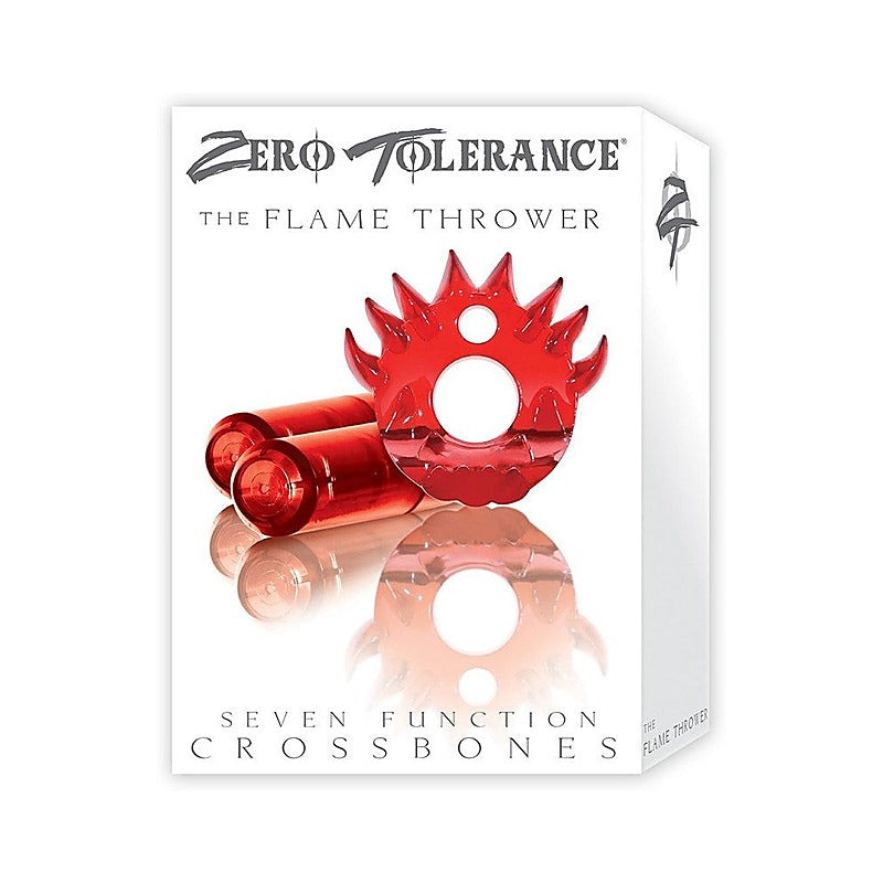 Crossbones Flame Thrower Double Bullet Red By Evolved - Cock Rings