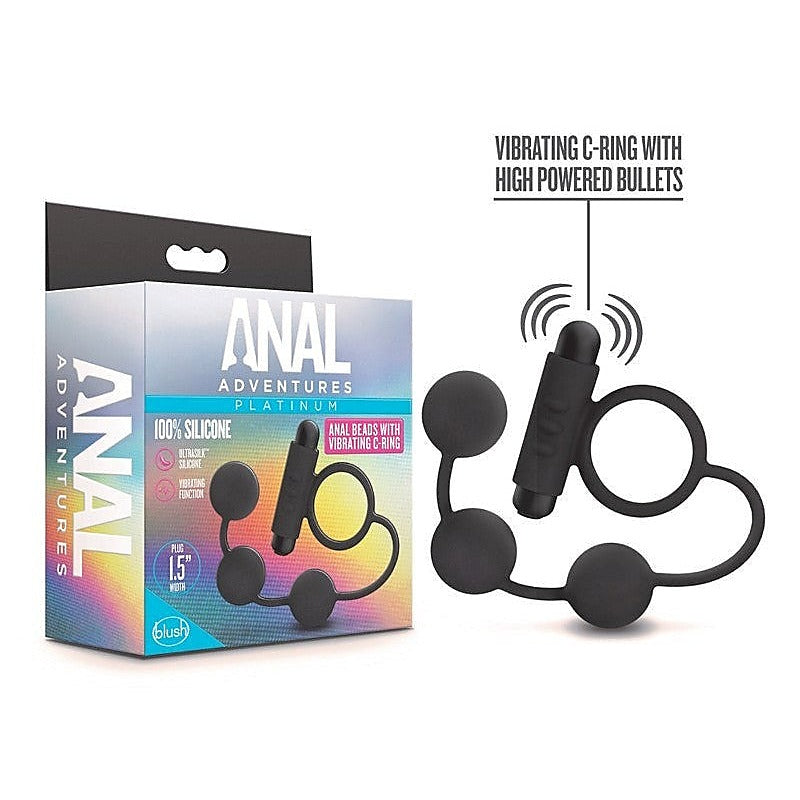 Platinum Anal Beads & Vibrating C-Ring By Blush Novelties - Ball and Cock Toys