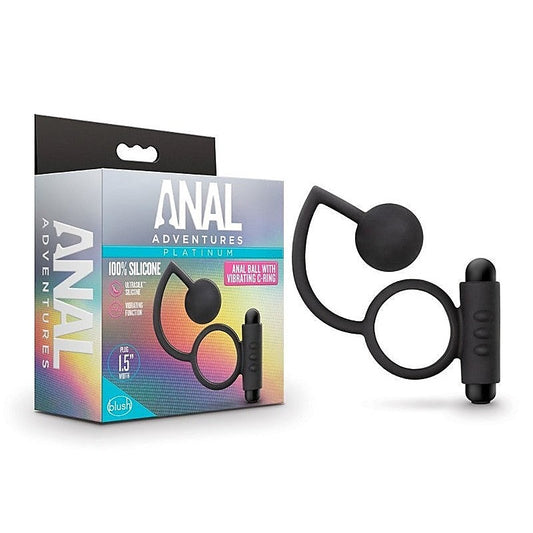 Blush Novelties Platinum Anal Ball & Vibrating C-Ring Set - Ball and Cock Toys
