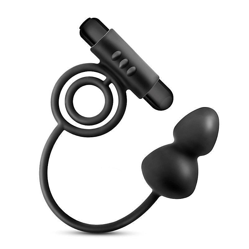 Platinum Pleasure Vibrating Anal Plug And C-Ring Set - Ball and Cock Toys