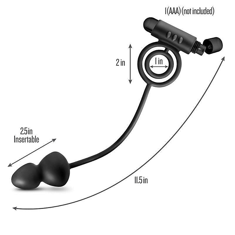 Platinum Pleasure Vibrating Anal Plug And C-Ring Set - Ball and Cock Toys