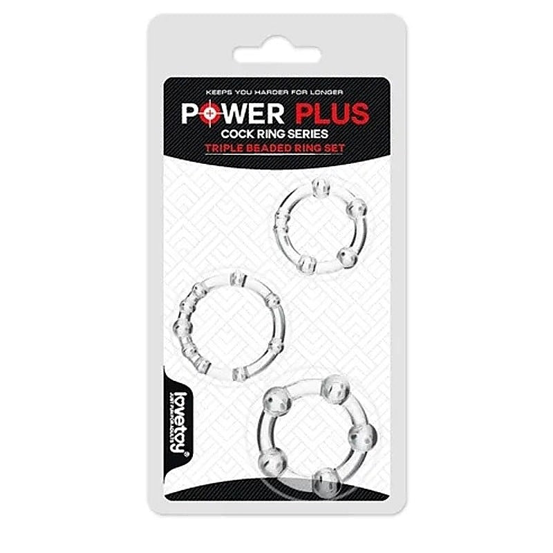 Triple Beaded Cock Ring Set by Lovetoy - Ball and Cock Toys