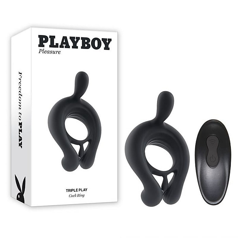 Playboy Pleasure Triple Play Remote Control Cock Ring - Vibrating Cock Rings
