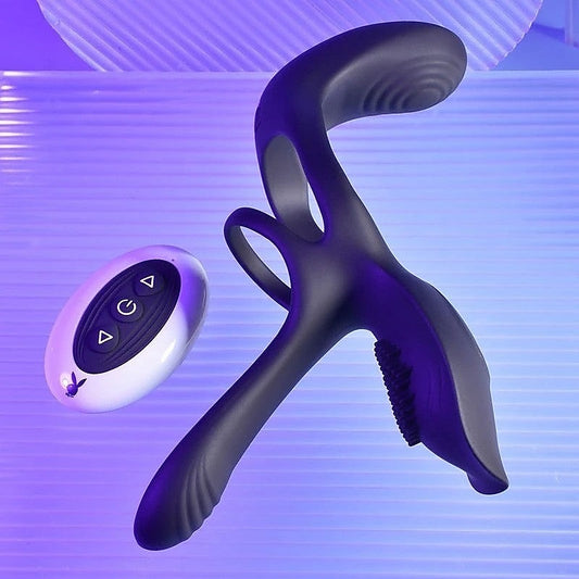 Playboy Pleasure The 3 Way Vibrating Mens Dick Ring - Vibrating Cock Rings