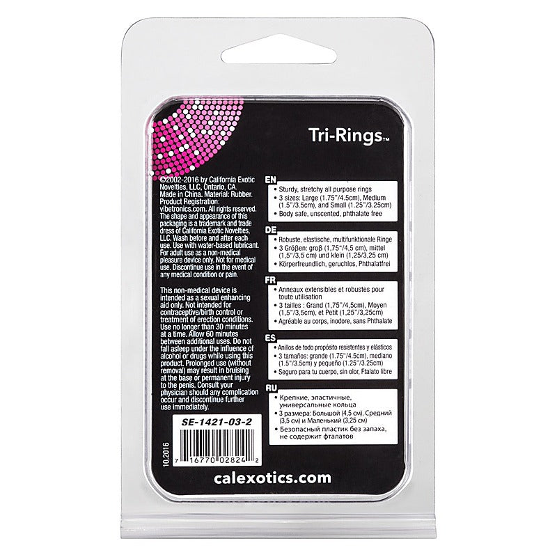 3 Piece Stretchy Men's Tri-Cock Rings by California Exotics - Stretchy Cock Rings