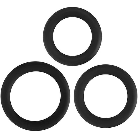 Premium Black Penis Ring Trio By Adam & Eve - Cock Ring Sets