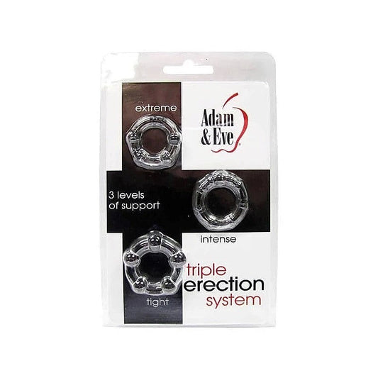Adam & Eve Triple Erection System - Stretchy Cock Rings