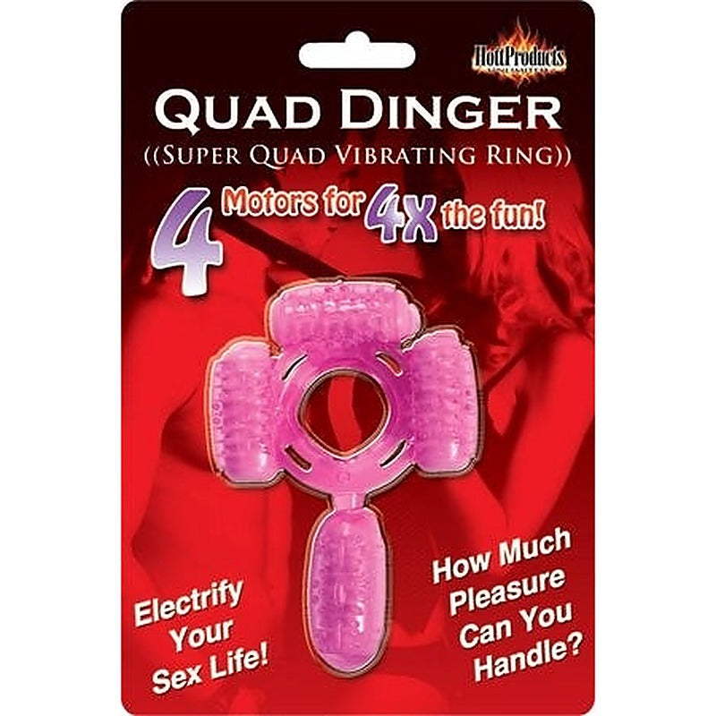 Humm Dinger Super Quad Cock Ring Pink by Hott Products - Cock Rings