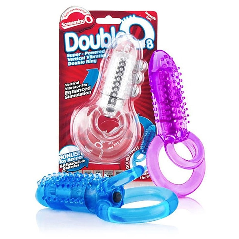 DoubleO 8 Dual-Cock Ring Vibrating Erection Enhancer - Vibrating Cock Rings