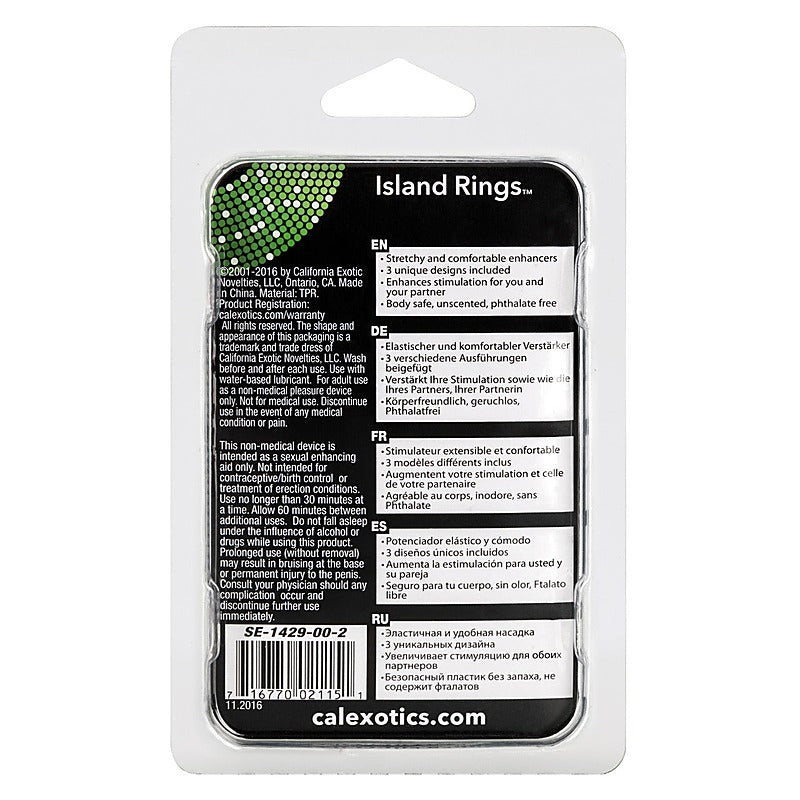 Island Silicone Stretchy Cock Rings By California Exotics - Cock Rings