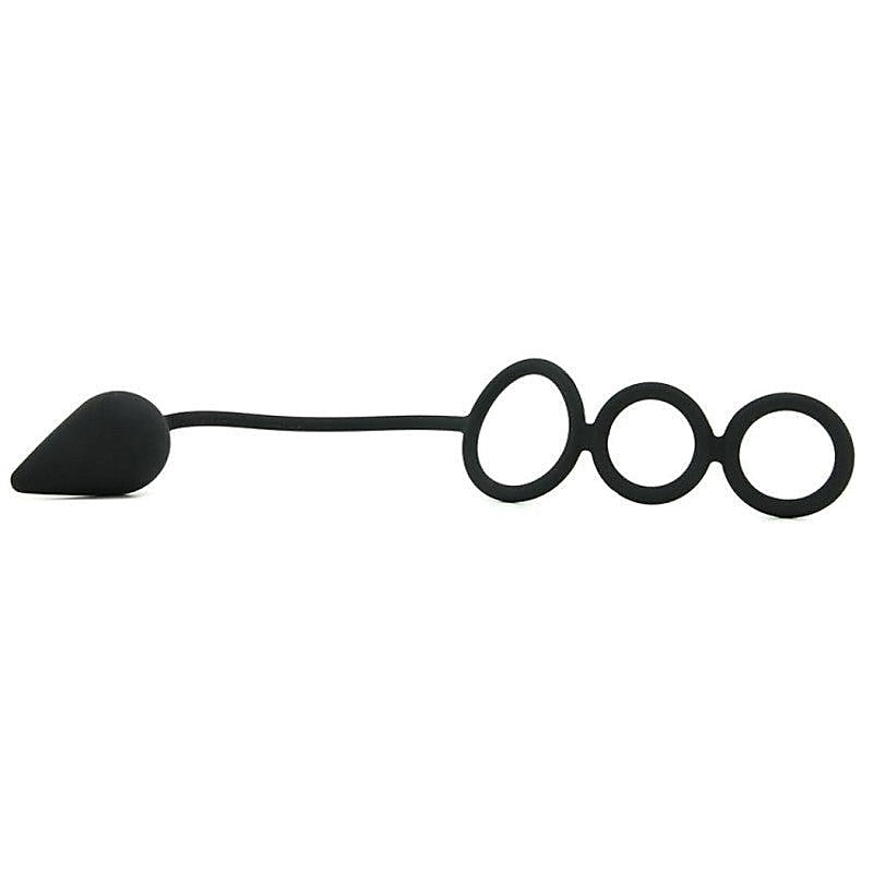 Triple Threat Silicone Tri Cock Ring And Anal Plug - Cock Rings