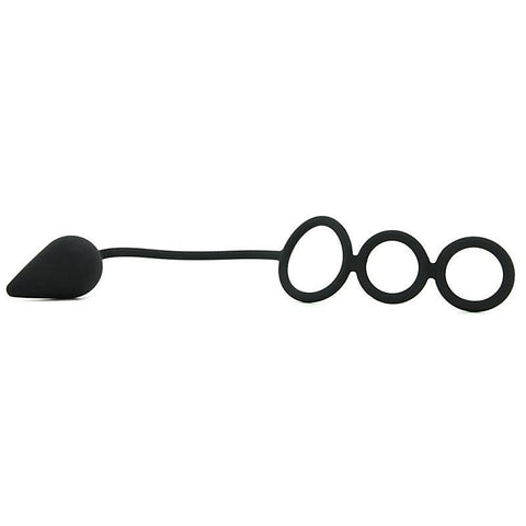 Triple Threat Silicone Tri Cock Ring And Anal Plug - Cock Rings
