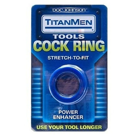 Titanmen Tools Cock Ring Blue By Doc Johnson - Stretchy Cock Rings