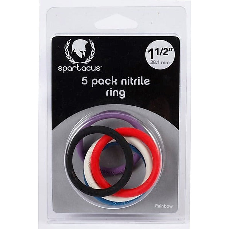 Rainbow Nitrile Cock Ring 5 Pack By Spartacus Enterprises - Cock Rings