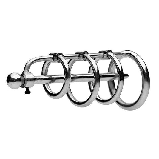 Gates Of Hell Stainless Steel Adjustable Cum Through Sound - Cock Rings