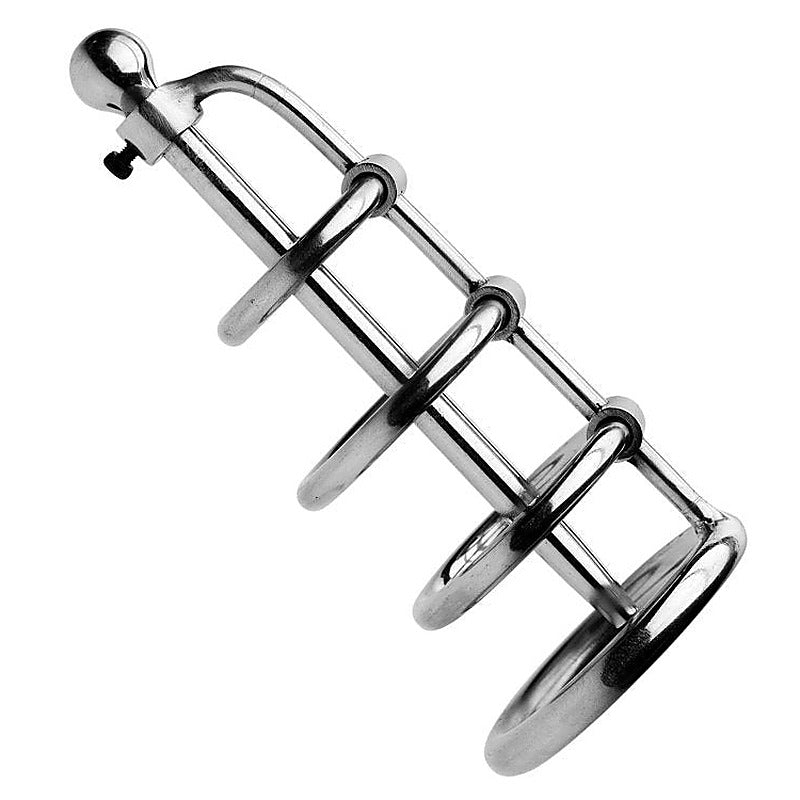 Gates Of Hell Stainless Steel Adjustable Cum Through Sound - Cock Rings