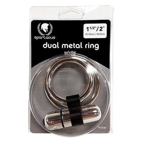 Vibrating Dual Metal C Ring with Bullet - Cock Rings
