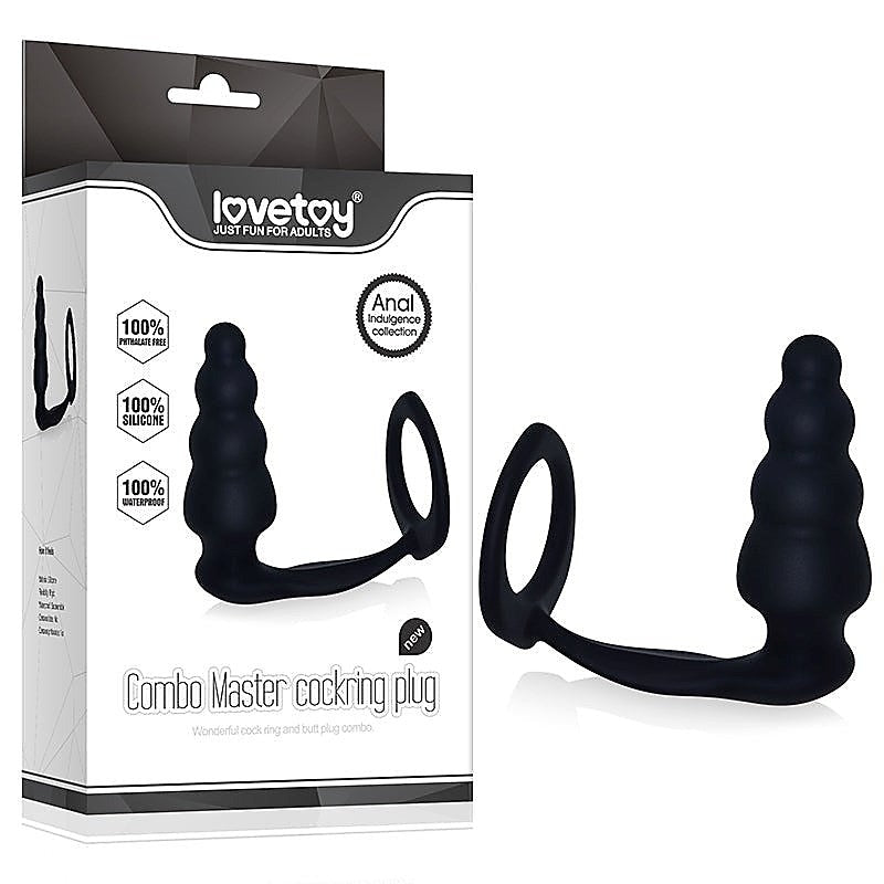 Combo Master Cockring Plug by Lovetoy - Stretchy Cock Rings