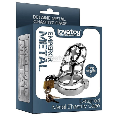 Detained Metal Chastity Cage by Lovetoy - Male Chastity