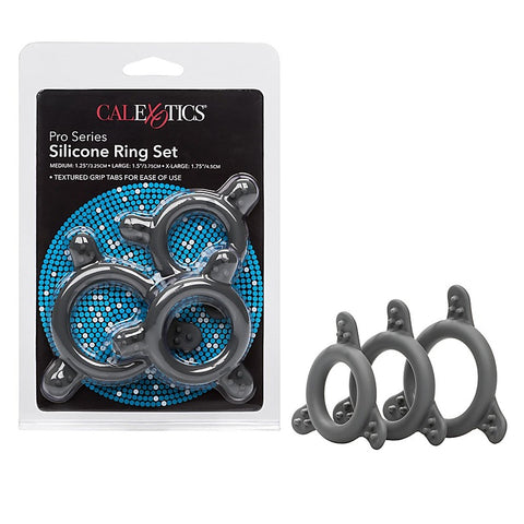 Pro Series Silicone Cock Ring Set By California Exotics - Stretchy Cock Rings