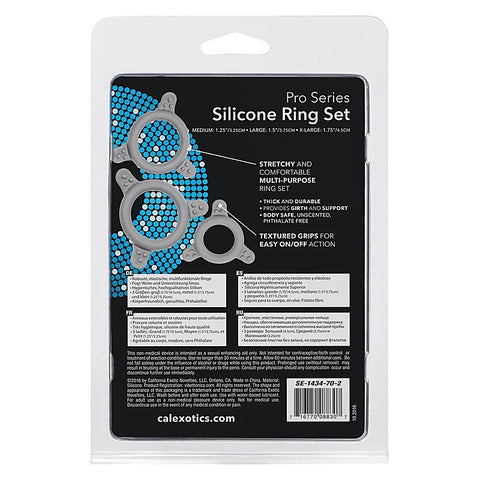 Pro Series Silicone Cock Ring Set By California Exotics - Stretchy Cock Rings